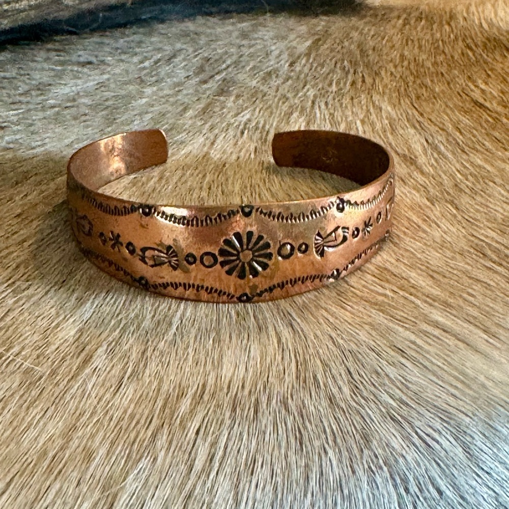 Trading Post Native Hand-Stamped Copper Cuff Bracelet